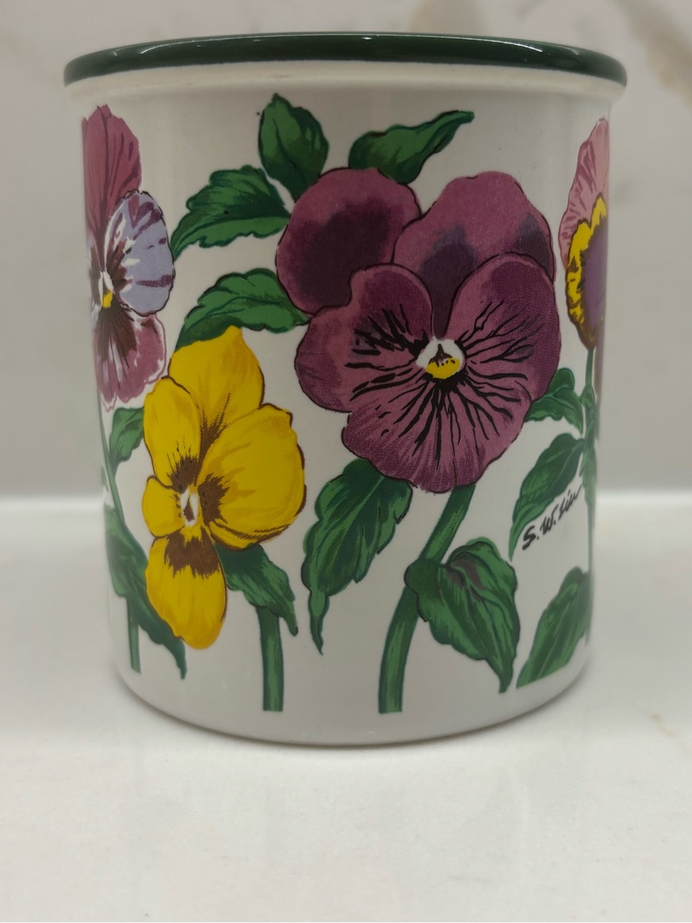 Vintage Shao Wei Liu Floral Pansy Coffee Tea Mug Potpourri Designs Korea 1991